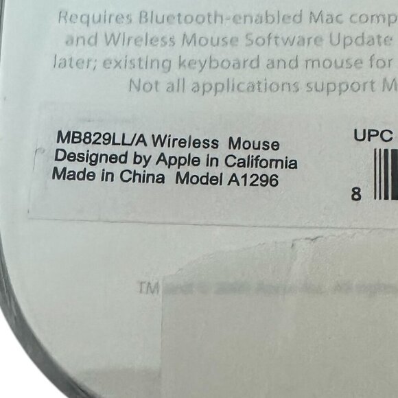 Apple MB829LL/A Wireless Mouse White Bluetooth 1st Generation White w/ Box - Picture 9 of 9